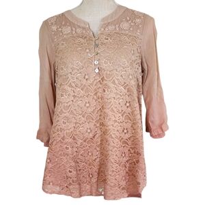 April Cornell Lace Ombre Top Size Small Pink